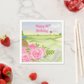 Serviette En Papier Joyeux 90e anniversaire Peonies sur le terrain de  (En situation)
