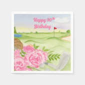 Serviette En Papier Joyeux 90e anniversaire Peonies sur le terrain de  (Devant)