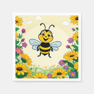 Serviette En Papier Joyeux Abeille En Fleurs Colorées