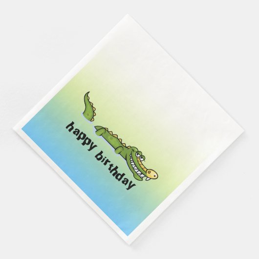 Serviette En Papier Joyeux Alligator d'anniversaire (Coin)