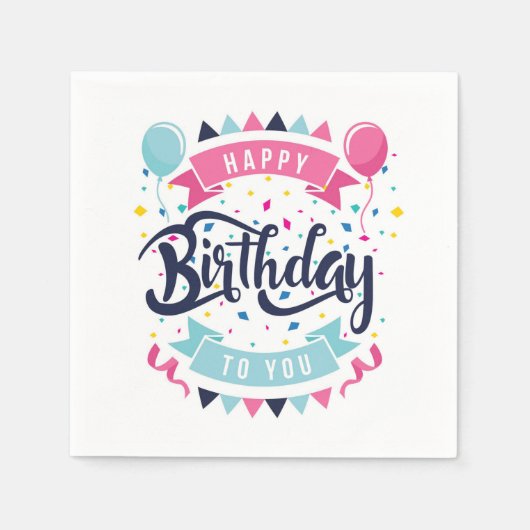 Serviette En Papier Joyeux anniversaire (Devant)