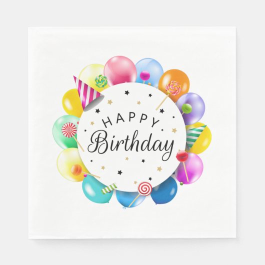 Serviette En Papier Joyeux anniversaire (Devant)