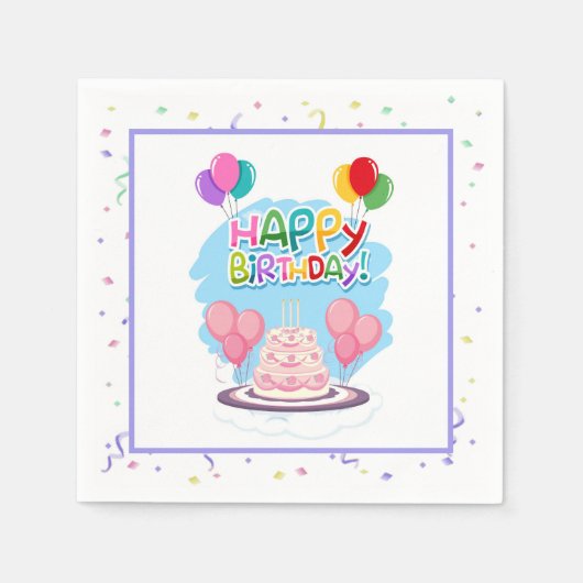 Serviette En Papier Joyeux Anniversaire (Devant)