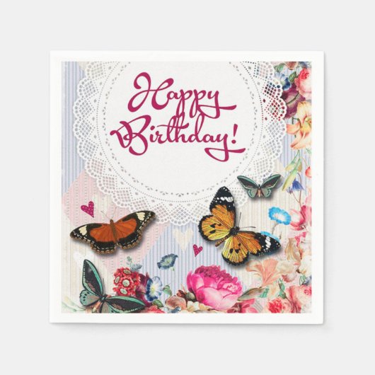 Serviette En Papier Joyeux anniversaire (Devant)
