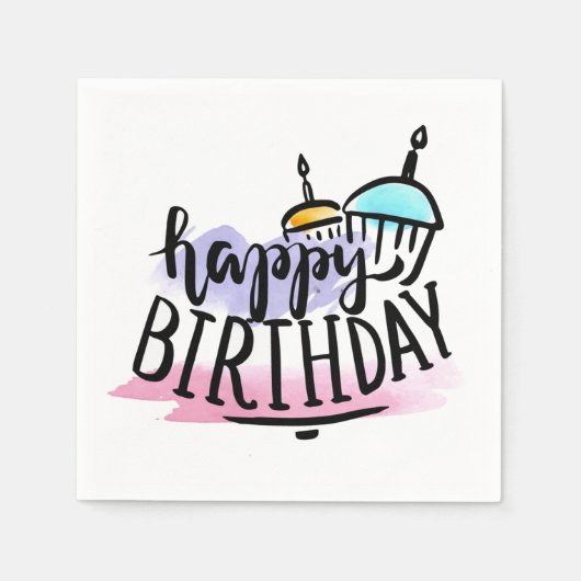 Serviette En Papier Joyeux anniversaire (Devant)