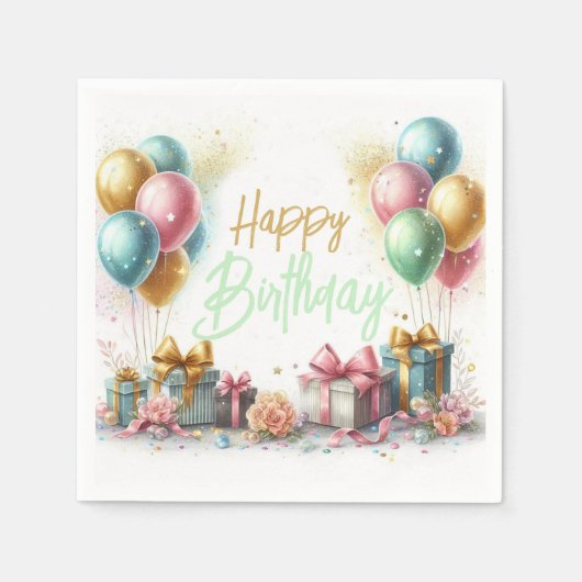 Serviette En Papier Joyeux anniversaire (Devant)