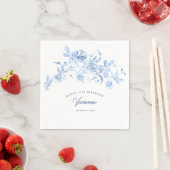 Serviette En Papier Joyeux anniversaire 21e Rose bleu Floral Custom (En situation)