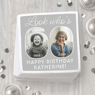 Serviette En Papier Joyeux Anniversaire 60 Ans Moderne Numéros De Phot