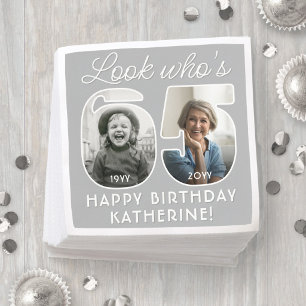 Serviette En Papier Joyeux Anniversaire 65 Ans Moderne Numéros De Phot