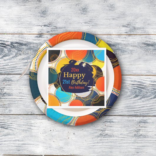 Serviette En Papier Joyeux anniversaire 80's Retro Abstraite Custom Pa