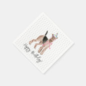 Serviette En Papier Joyeux anniversaire Airedale Chien Casquette Gâtea (Coin)