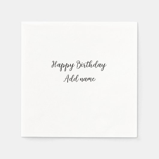 Serviette En Papier Joyeux anniversaire ajouter nom titre simple minim (Devant)
