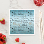 Serviette En Papier Joyeux anniversaire Aqua Ombre (En situation)