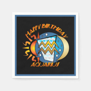 Serviette En Papier Joyeux anniversaire Aquarius Zodiac Signale Party 
