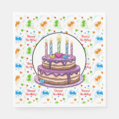 Serviette En Papier Joyeux Anniversaire Avec Cerise En Haut (Devant)