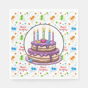 Serviette En Papier Joyeux Anniversaire Avec Cerise Sur Le Dessus