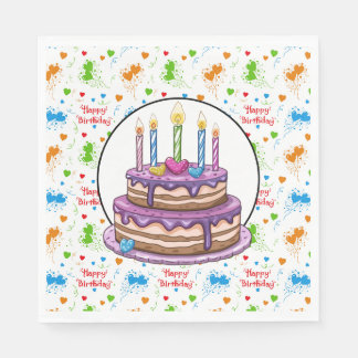Serviette En Papier Joyeux Anniversaire Avec Cerise Sur Le Dessus