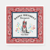 Serviette En Papier Joyeux anniversaire avec Collie frontalier en Band (Devant)
