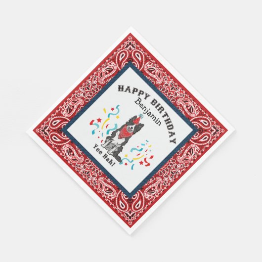 Serviette En Papier Joyeux anniversaire avec Collie frontalier en Band (Coin)