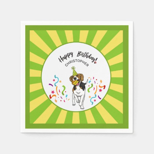 Serviette En Papier Joyeux anniversaire avec votre Beagle Dog Buddy Pa (Devant)