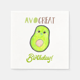 Serviette En Papier Joyeux anniversaire avo génial kawaii avocat dessi