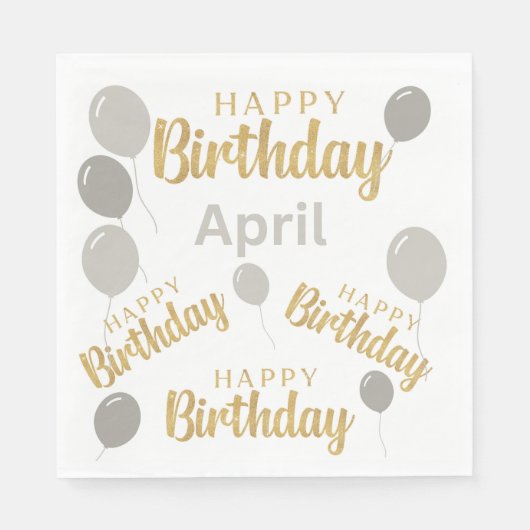 Serviette En Papier Joyeux anniversaire Avril anniversaires Papier Nap (Devant)