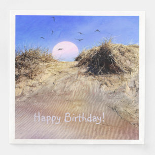 Serviette En Papier Joyeux Anniversaire Beach Sunrise