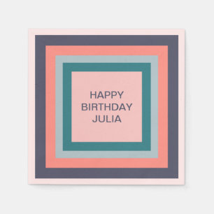 Serviette En Papier Joyeux Anniversaire, Beachy Color Palette Carré