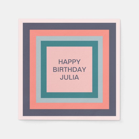 Serviette En Papier Joyeux Anniversaire, Beachy Color Palette Carré (Devant)