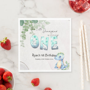 Serviette En Papier Joyeux Anniversaire Bébé Dinosaure Aquarelle 1 an