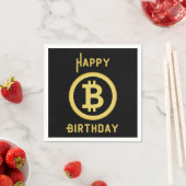 Serviette En Papier Joyeux Anniversaire Bitcoin Gold Serviettes 3 Plis (En situation)