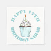 Serviette En Papier Joyeux Anniversaire Bleu Cupcake Sprinkles Frostin (Devant)