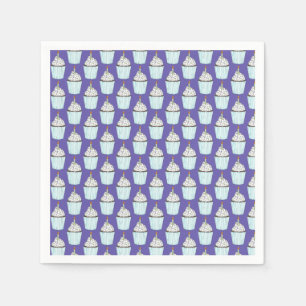 Serviette En Papier Joyeux Anniversaire Bleu Cupcake Sprinkles Frostin