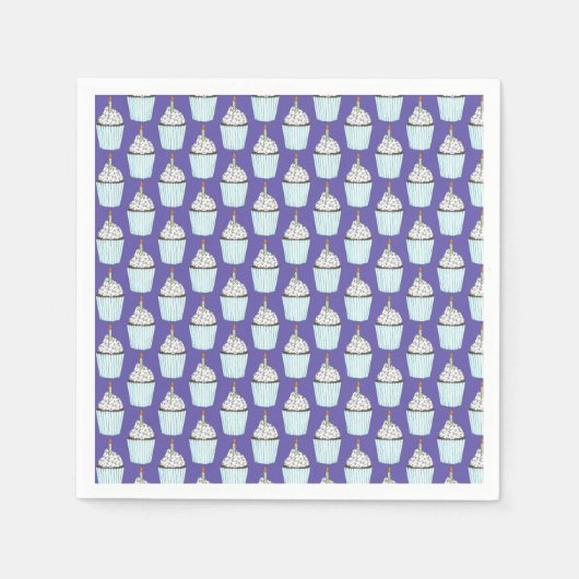 Serviette En Papier Joyeux Anniversaire Bleu Cupcake Sprinkles Frostin (Devant)