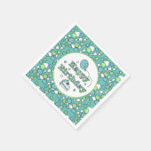 Serviette En Papier Joyeux anniversaire bleu et vert (Coin)