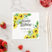 Serviette En Papier Joyeux Anniversaire Boho Sunflowers | Eucalyptus (En situation)