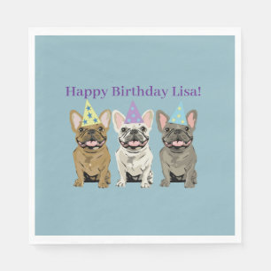 Serviette En Papier Joyeux Anniversaire! Bouledogues Français