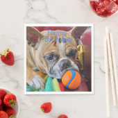 Serviette En Papier Joyeux anniversaire Brindle Boston Terrier (En situation)