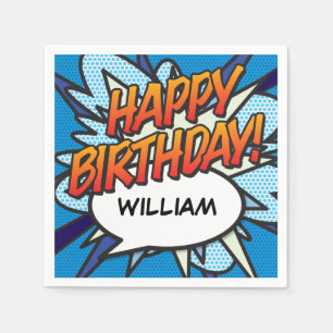 Serviette En Papier JOYEUX ANNIVERSAIRE Bulle de Texte Personnalisée