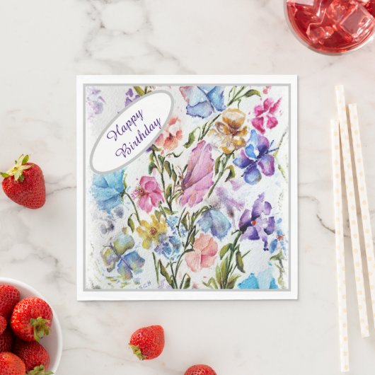 Serviette En Papier Joyeux anniversaire Butterfly GARDEN PARTY (En situation)