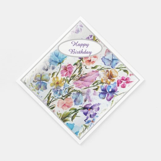Serviette En Papier Joyeux anniversaire Butterfly GARDEN PARTY (Coin)