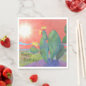 Serviette En Papier Joyeux Anniversaire Cactus Sunset (En situation)