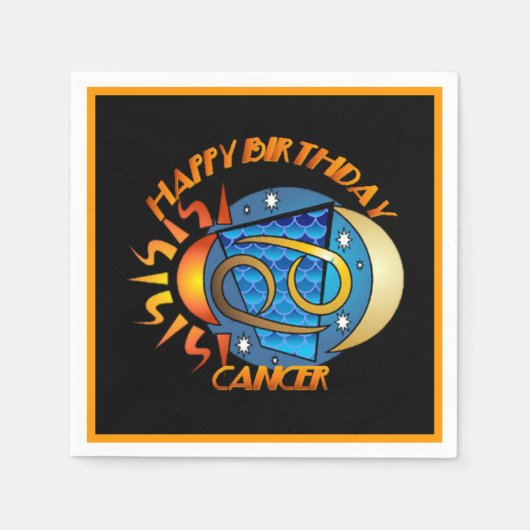 Serviette En Papier Joyeux Anniversaire Cancer Zodiac Signal de naissa (Devant)