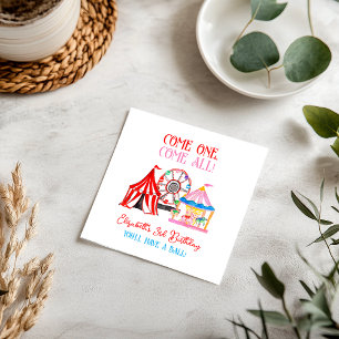 Serviette En Papier Joyeux Anniversaire Carnaval Cirque Dessiné à la M
