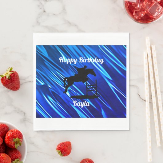Serviette En Papier Joyeux Anniversaire Chasseur Cheval Jumper Equestr (En situation)