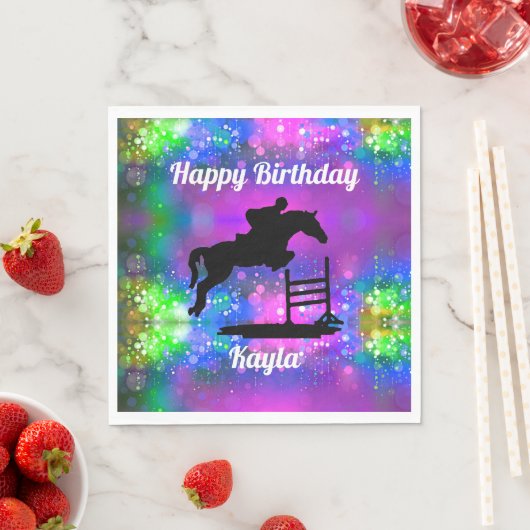 Serviette En Papier Joyeux Anniversaire Chasseur Cheval Jumper Equestr (En situation)