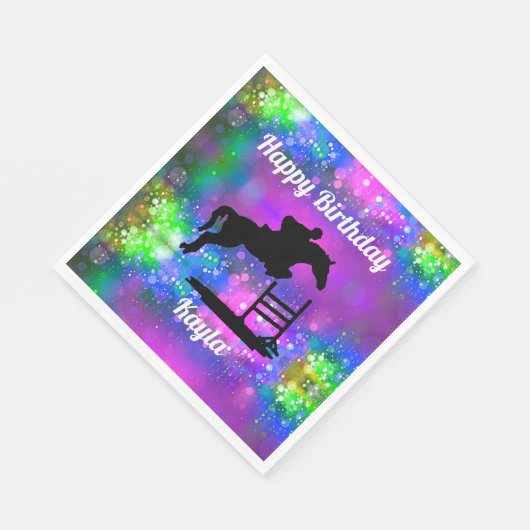 Serviette En Papier Joyeux Anniversaire Chasseur Cheval Jumper Equestr (Coin)