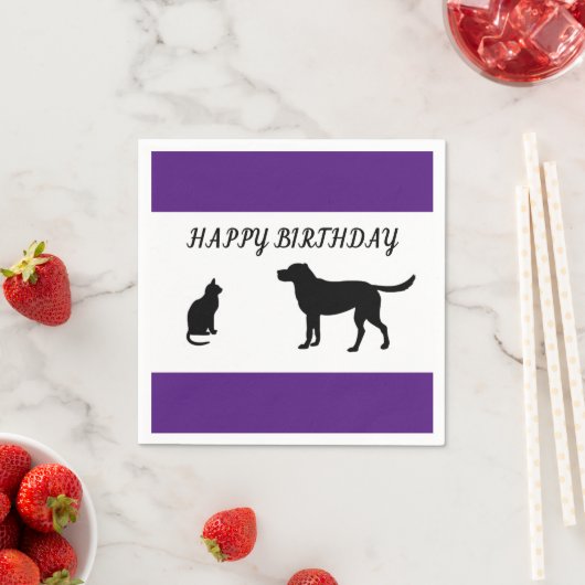 Serviette En Papier Joyeux anniversaire chat et serviettes de chien (En situation)