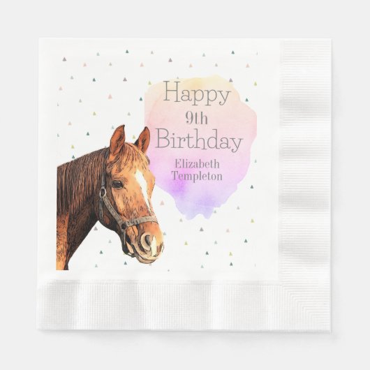 Serviette En Papier Joyeux Anniversaire Cheval Retour équitation Joli (Devant)
