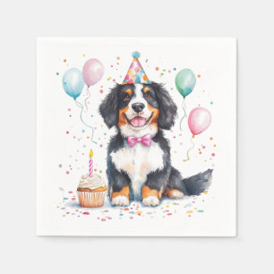 Serviette En Papier Joyeux Anniversaire Chien de Montagne Bernois